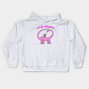 Pink Birthday Cake Diplodocus Dinosaur Kids Hoodie